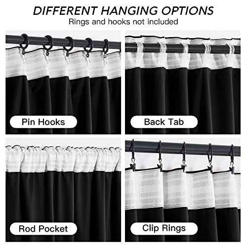 Velvet Curtains 108 inches Long (Black / 52"W x 108"L (Pack of 2))