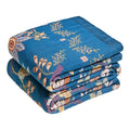 Boho Throw Blanket 60"x80" 100% Cotton Twin Floral Throw for Couch (Navy Garden / 60"x80")