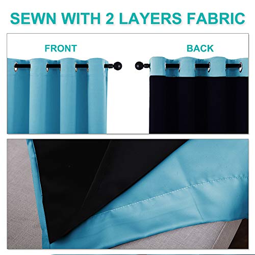 100% Blackout Curtains 54 inches Long (Teal Blue / 42"W x 54"L (Pack of 2))