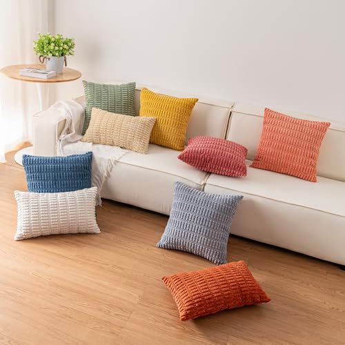 Pack of 2 Corduroy Decorative Throw Pillow Covers 16x16 Inch (Black / 16" x 16" (Pack of 2))