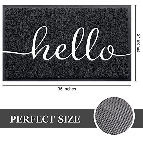 Door Mat Welcome Mat Floor Mat for Entryway (Black-hello / 2'0" x 3'0" (Rectangular))