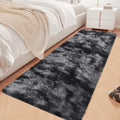 Tie Dyed Runner Rug for Bedroom Black Grey 2x6ft Fluffy Area Rug Bedside Runner Rug for Kids Room Boys Teens Nursery Baby Living Room Dorm Home Decor Carpets (Tie-dyed Black Grey / 2' x 6' (Runner))