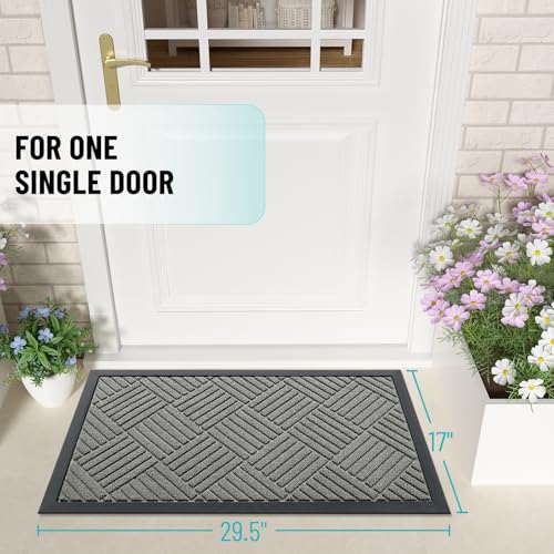 Front Door Mat Outside Entrance (29.5" X 17" / Modern Gray Diamond)