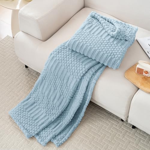 Blue Throw Blanket (Sea Blue / Throw(50x60))