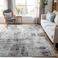 Area Rug 4x6 Grey Rug Washable Boho Rugs Non Slip Low Pile Abstract Small Carpet for Entryway (Grey / 4' x 6' (Rectangular))