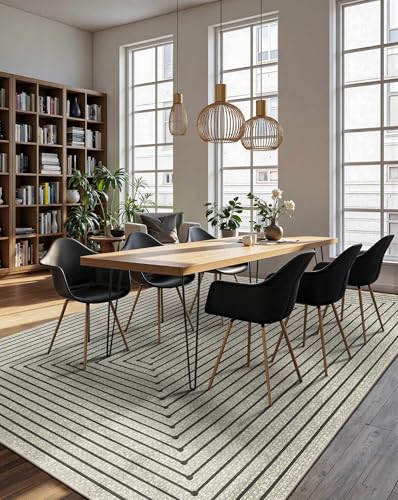 Washable 6x9 Area Rugs for Living Room Modern Abstract Rug (Beige / 6' x 9' (Rectangular))