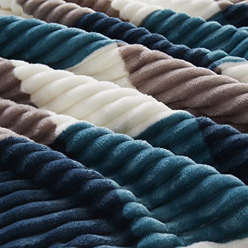 Sherpa Blanket Twin Plaid Thick Bed Blanket (Teal Check / 80"*90")