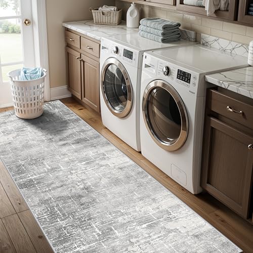 HY HAOYUNLAI Abstract 2x8 Runner (2' x 8' (Rectangular) / Light/Grey)