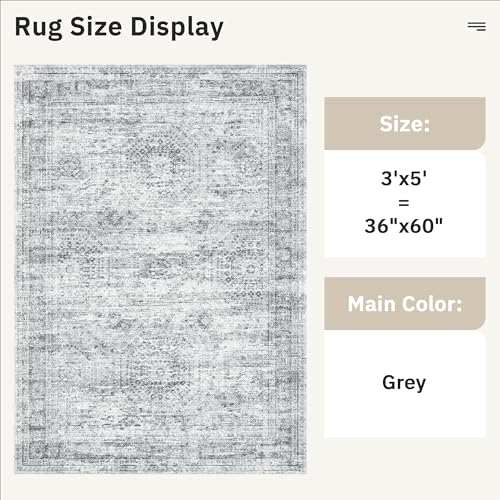 3x5 Rugs Non Slip (Grey / 3' x 5' (Rectangular))
