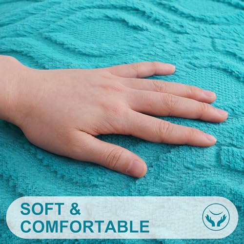 Faux Fur Plush Soft Turquoise Throw Pillow Covers 24x24 Set of 2 (24" x 24" (Pack of 2) / Turquoise)