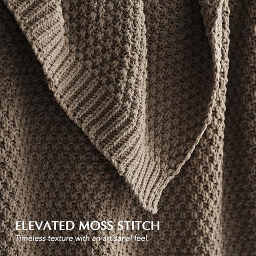 HOME Chunky Chenille Knit Throw Blanket (Mocha Brown / 108" X 92")