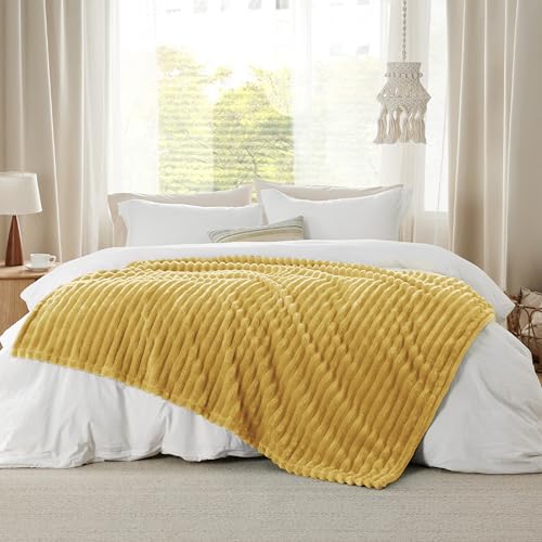 Soft Yellow Throw Blanket for Couch Decor Gifts 50"x60" (Yellow / Throw)