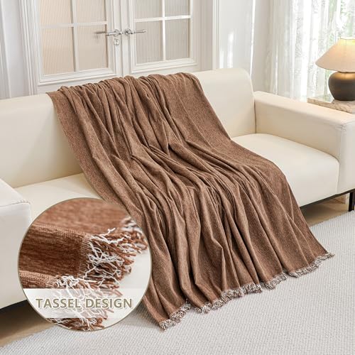 Oversized Armchair Couch Cover for 1 Cushion Couch (71" x 91" / Tassels Edge-camel)
