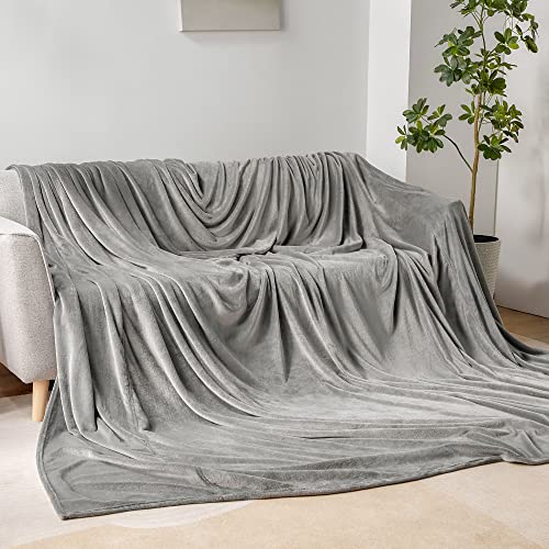 Fleece Blanket Soft Plush Oversized Bed Blanket Grey 120"x120" (Grey / Oversized King(120"x120"))