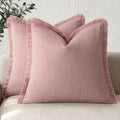 Decorative Linen Fringe Throw Pillow Covers 26×26 Inch (26" x 26" (Pack of 2) / Blush)
