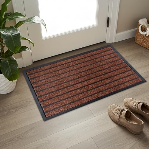 Extra Durable Door Mat Outside Entrance (36" x 24" (Rectangular) / Bright Burgundy)