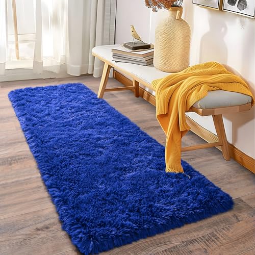 Soft Runner Rugs for Bedroom Hallways (2' x 6' (2 pcs) / Royal Blue)