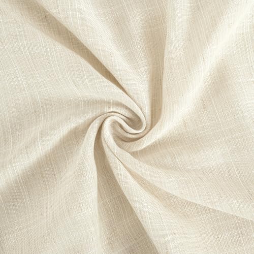 Linen Cafe Curtains 30X30 Inch Length Semi Sheer Drapes (Light Beige / 30"W x 30"L (Pack of 2))