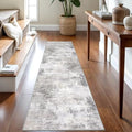 Abstract Runner Rug 2x8 Ft Washable Runners for Hallways (Ash Grey/Beige / 2' x 8' (Rectangular))