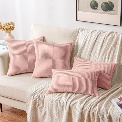 Pink Decorative Throw Pillow Covers for Couch 18x18 Inch (18" x 18" (Pack of 2) / Pink)
