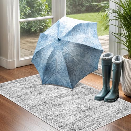 2x3 Rug Non Slip (Grey/Ivory / 2' x 3' (Rectangular))
