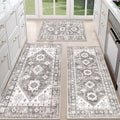 HEBE Boho Kitchen Rugs Set of 3 (Taupe Brown / 20"x32"+20"x48"+30"x50")