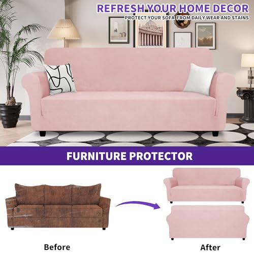 Super Stretch Sofa Cover (- Rose / Large (72"-92"))