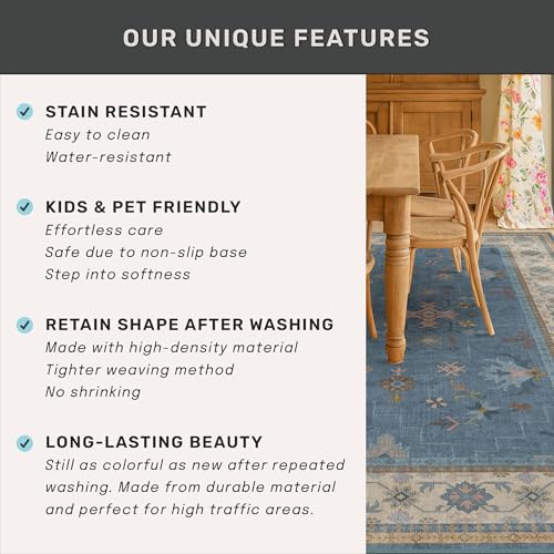 Boho 6x9 Living Room Rugs (6' x 9' (Rectangular) / Dusty Blue)