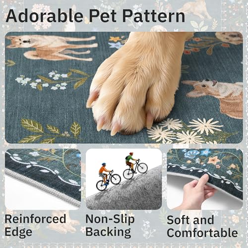2x3 Dog Rugs for Entryway (Dog/Navy Blue / 2' x 3' (Rectangular))