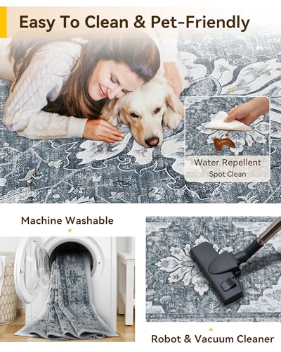 Washable Area Rug (Grey/White/Beige / 7' x 9' (Rectangular))