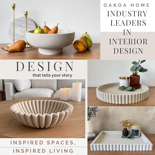 Large Decorative Bowl for Home Decor (Beige Resin)
