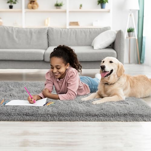 Grey Soft Runner Rugs for Bedroom 2x6 ft with Rubber Backing (Grey / 2' X 6' (Runner))