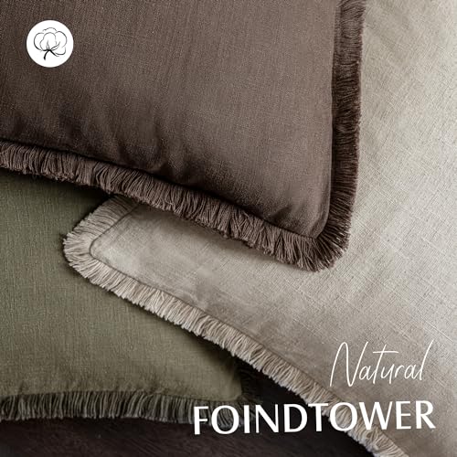 Decorative Linen Fringe Throw Pillow Covers 16×16 Reddish Brown (16" x 16" (Pack of 2) / Reddish Brown)