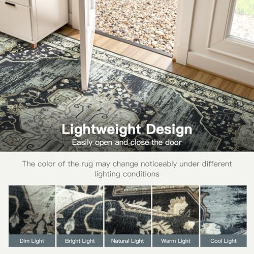 8x10 Washable Rugs Non (Medallion Black/Beige / 8' x 10' (Rectangular))