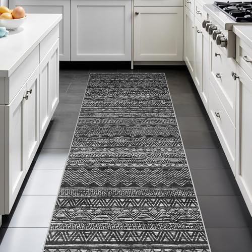 2x5 Runner Rug Washable Moroccan (Charcoal Gray / 2' x 5')