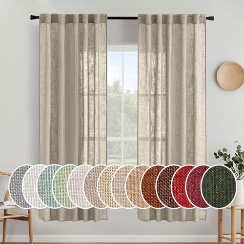 Oatmeal Linen Curtains 52x72 Inch 2 Panels for Bedroom Living Room (52"W x 72"L (Pack of 2) / Oatmeal)