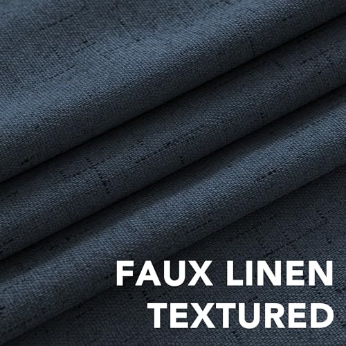 100% Blackout Linen Curtains 72" L 2 Panels Navy (Navy / 52"W x 72"L (Pack of 2))