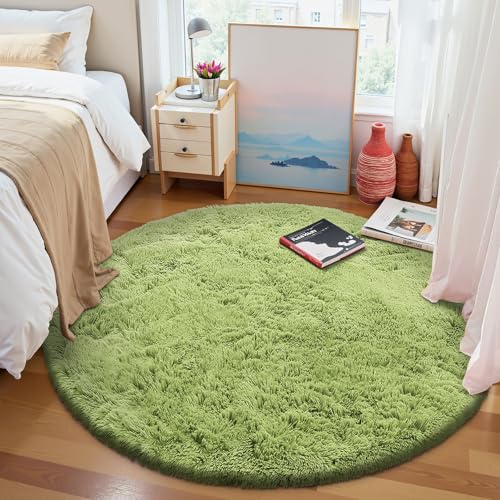Grass Green Round Rugs for Bedroom (6 Ft Round / Grass Green)