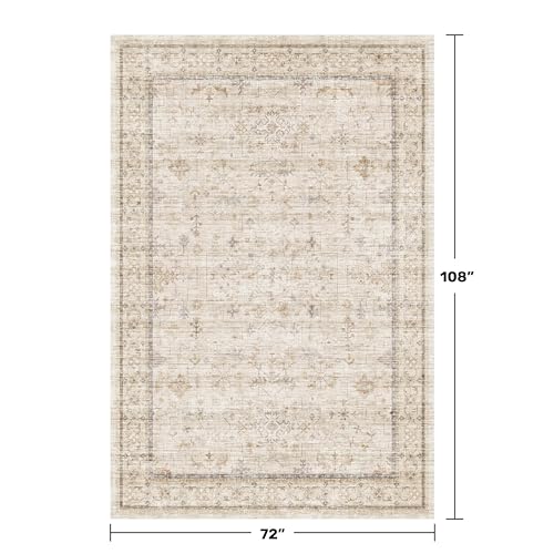 Washable Ivory 6x9 Living Room Rug (6' x 9' (Rectangular) / Light Sand Beige)