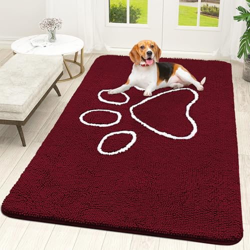 Dog Door Mat for Muddy Paws 70x46 (Burgundy / 70" X 46")