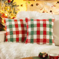 Red Green Plaid Christmas Throw Pillow Covers 20x20 Inch Set of 2 (Red Green / 20" x 20" (Pack of 2))