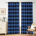 53 x 84 Inch Linen Buffalo Plaid Check Curtains Blackout Room Darkening Thermal Insulated Deep Blue Buffalo Checkered Window Drapes Farmhouse Bedroom Living Room Pocket Tab Curtain 2 Panels (Deep Blue / 53"W x 84"L (Pack of 2))