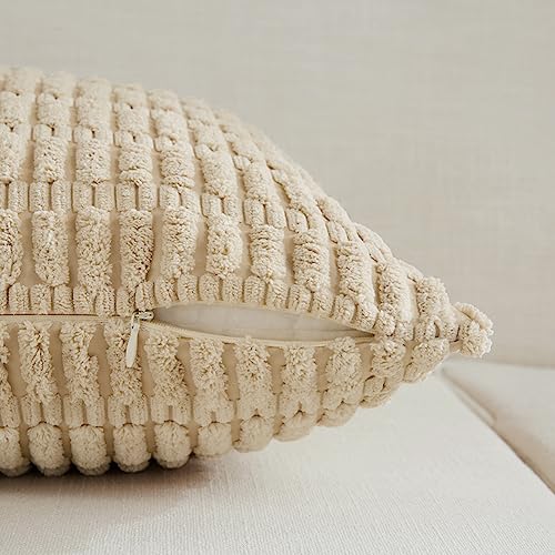 4 Packs Decorative Throw Pillow Covers for Living Room Couch Bed (24" x 14" (Pack of 4) / Tan)