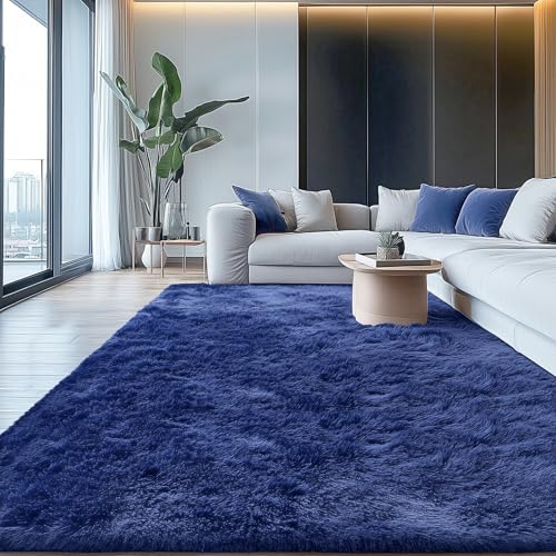 5x6 Area Rugs for Living Room Bedroom (5x6 Ft / Navy Blue)