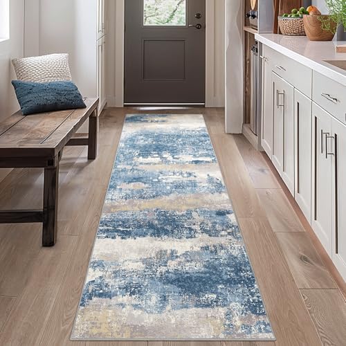 2x6 Runner Rug for Hallway (Blue Cream / 2' x 6' (Rectangular))