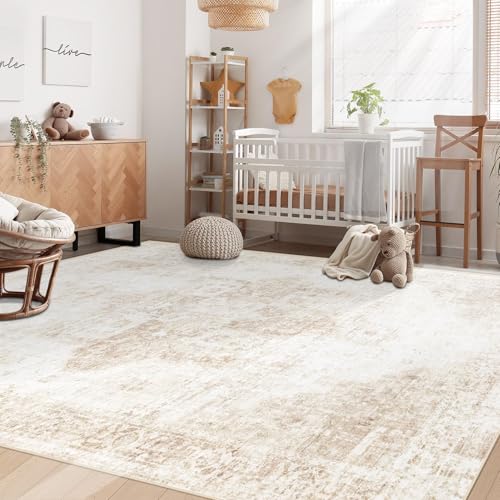 Area Rug 6x9 Washable Rug (Beige / 6' x 9' (Rectangular))