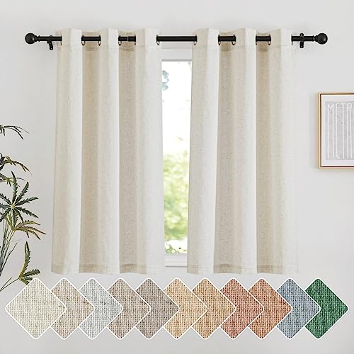 Natural Short Linen Cafe Curtains for Kitchen (Natural / 42"W x 48"L (Pack of 2))