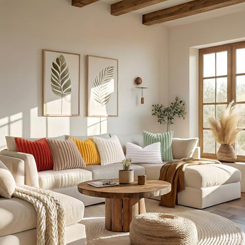Fall Faux Fur Throw Pillow Covers 20x20 Set of 2 Cream White (Cream White / 20" x 20" (Pack of 2))