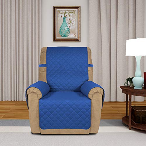 Reversible Recliner Chair Covers Couch Covers for Dogs (Small Recliner / Classic Blue/Ivory)
