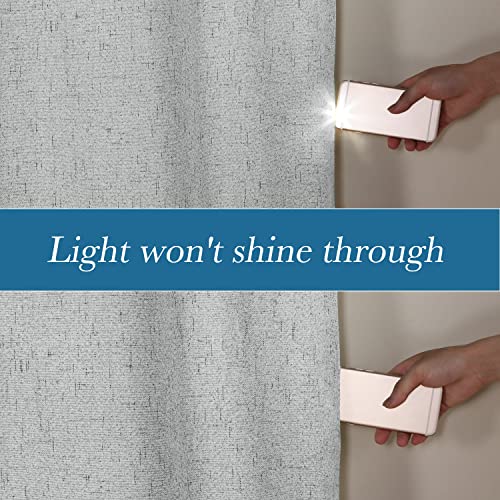 Linen Blackout Curtains Durable Thick Textured Linen Look 100% Blackout Patio Door Curtain Anti Rust Grommet Extra Wide Sliding Door Curtain Panel (Glacier Gray / 100"W x 96"L (Pack of 1))